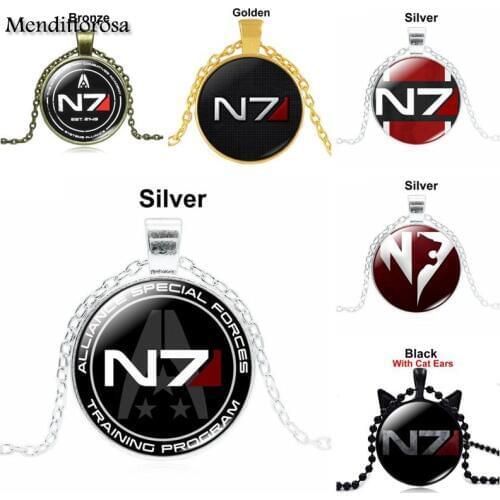 Mendittorosa N7 Glass Cabochon Pendant Necklace Jewelry For Girls Statement Maxi Necklace