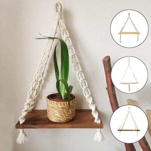 Bohemian Handmade Woven Tapestries Rack Wall Hanging Wooden Shelf Ornament Tapestry Home Decor