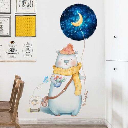 Animal Cartoon Wall Stickers Bedroom Vinyl Wallstickers Nursery Door Sticker Wallpaper Boy Girl Kids Rooms Decor Aesthetic