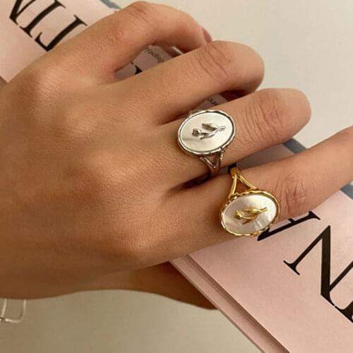 Todorova New French Flower Tulip Metal Shell Opening Rings For Women Vintage Oval Opening Rings Female Wedding Jewelry Gifts