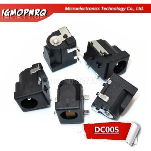 10PCS DC-005 DC005 DC power socket 5.5-2.1mm 4PINS SMD COPPER FEET socket Round the needle