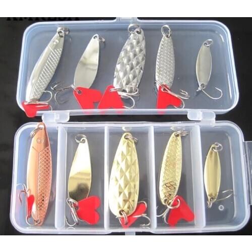 10Pcs DD Mixed Colors Fishing Lures Spoon Bait Metal Bait Kit iscas artificias Hard Bait Freshwater Bass Pike Bait Fishing Geer