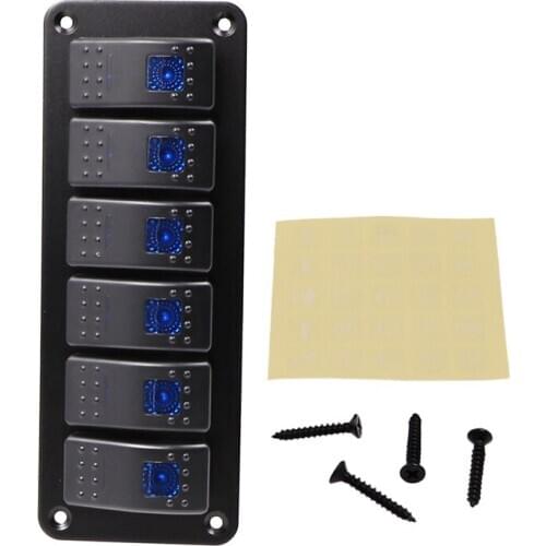 12~24 V 6 gang Waterproof switch panel with Dual LED Light Because of cars, trucks, boats, cruise ships