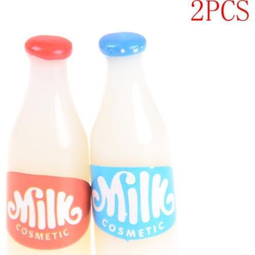 2PCS 2cm 1:12 Miniature Food Milk Bottles Breakfast Dollhouse Kitchen Accessories Toy