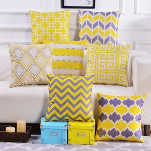 45x45cm/17.72x17.72" Geometric Figure Cushion Cover Cotton Linen Decorative Throw Pillow Cover Seat Sofa Embrace Pillow Case