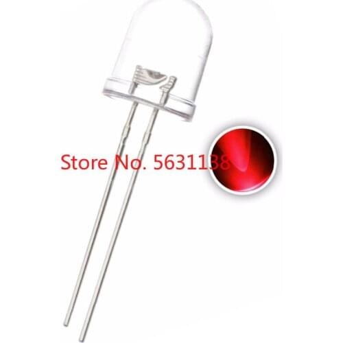 50PCS 10MM Red LED Emitting Diode 1.8-2.2V 20mA DIP-2 Round Head WATER CLEAR Ultra bright Lamps light beads wholesale power leds