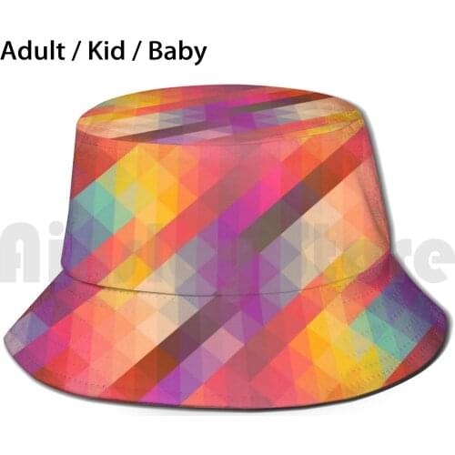 Abstract Sun Hat Foldable UV Protection Rainbow 3D Spiral Spiral Colors Colored Fractal Fractal Geometric Art