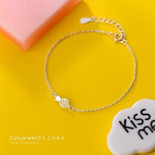 Colusiwei Pineapple Chain Bracelets for Women Authentic Sterling Silver 925 Simple Fruit Design Bracelet Fashion Jewelry 2020