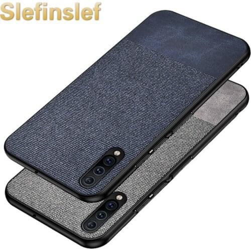 Phone Case For Samsung Galaxy A50 A70 A30 Splicing Cloth Hard Back Soft Silicone Frame Cover Cases For Samsung A10 A20 A40 Funda