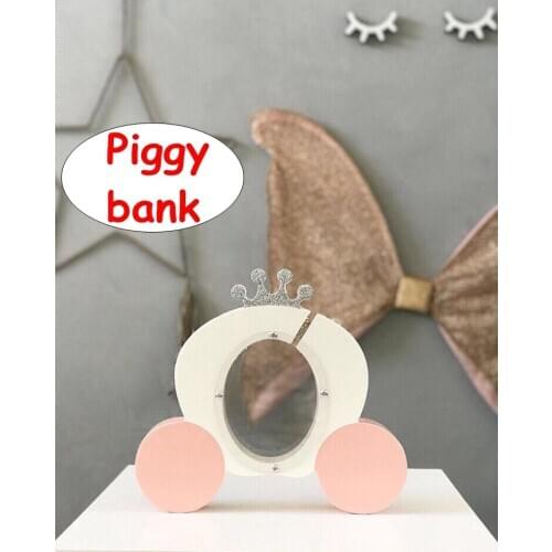Kids crown Piggy Bank Home Personalized Gift Money Coin Box Gift Pumpkin Car with Crown Piggy Bank White Pink