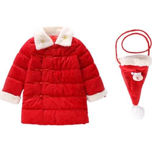 Childrens Winter Down Jacket 2021 Fashionable New Style Childrens Medium and Long Printed Wool Collar Turn-down Collar Coat