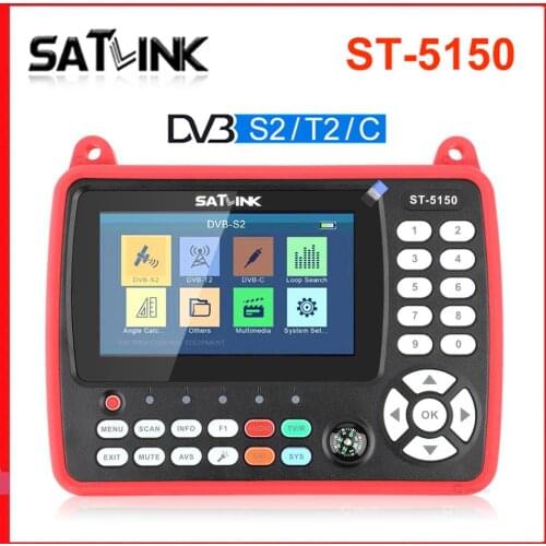 DVB-S2/T2/C COMBO HD Signal Satellite Finder Meter H.265 HEVC 4.3 Inch TFT LCD SATLINK ST-5150 Better Satlink 6980 ws-6933