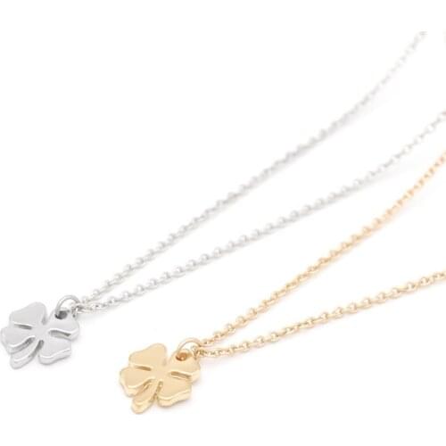 Elegant Four Leaf Clover Tiny Dainty Delicate and Trendy Pendant Necklace for Good Luck