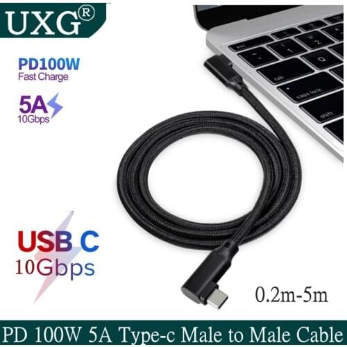 Double elbow 90 Degree 100W PD 5A Type C 4K 60HZ Cable USB-C 3.1 Gen 2 10Gbps Fast Charging Cord For Macbook SAMSUNG S20 Ultra