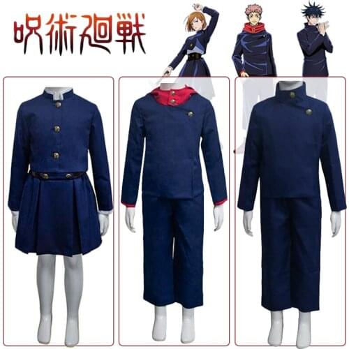 Anime Jujutsu Kaisen Fushiguro Megumi Cosplay Costumes Kids Itadori Yuji Kugisaki Nobara School Uniforms Set for Children Outfit