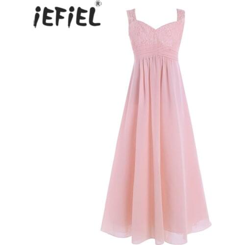 Summer Girls Dress Sleeveless Floral Lace Girls Princess Dress Elegant Sweet Fashion Wedding Bridesmaid Birthday Party Dress