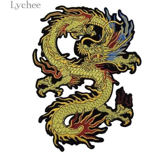 Lychee Life Embroidery Dragon Patches For Clothing Sew On Sticker Patches Sewing Accessories Clothes Jeans Decoration
