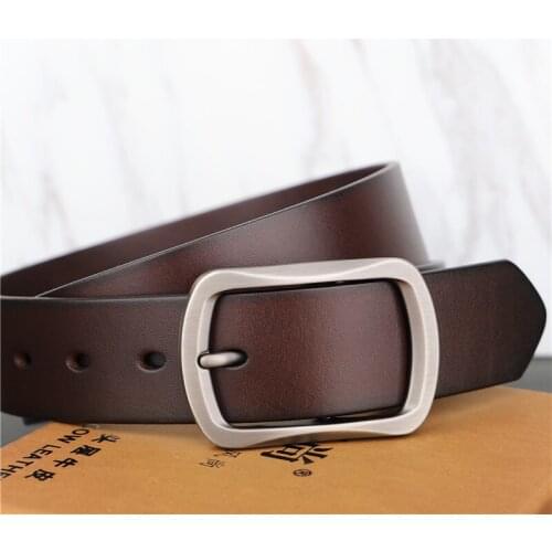 Mens Leather Belt Pin Buckle Casual Retro Minimalist Wild Waistband Luxury Quality Designer Belt Mens