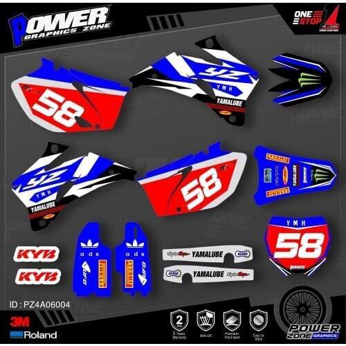 PowerZone Custom Team Graphics Backgrounds Decals 3M Stickers Kit For YAMAHA 2006-09 YZF250 450 004