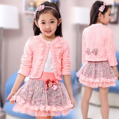 Hot Baby Girl Dress 2018 Spring Burst Evening Dress Princess Lace Sexy Dress Three Sets Baby Girl Clothes Birthday Day Gift