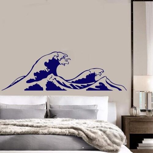 Ocean Waves Wall Sticker Sea Surfing Decal Creative Headboard Decor Wave Home Decoration Removable Wall Art Mural