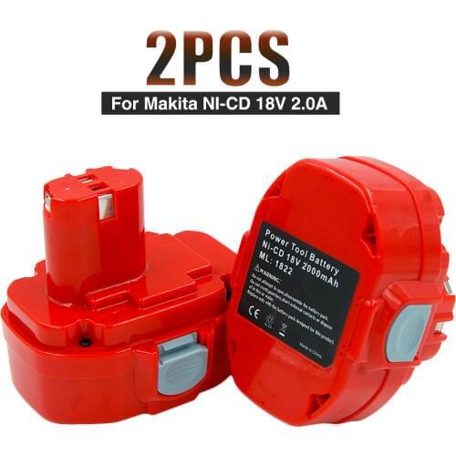 2PCS Ni-CD 18V 2000mAh 2.0Ah Power Tools Rechargeable Drill Battery for Makita Cordless Drill PA18 1822 1823 1833