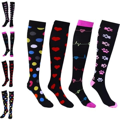 Compression Socks Women Sports Nursing Pregnancy Recovery Varicose Veins Running Knee-High Compression Stockings 20-30 MmHg