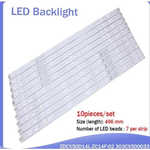 New 30 pieces/set 496mm LED backlight strip For ZDCX50D14R-ZC14F-02 01 ZDCX50D14L-ZC14F-02 303CX500033 LT-50E350 LT-50E560