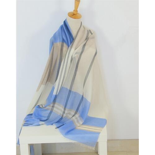 New pure ring cashmere women fashion plaid thin scarfs shawl pashmina 95x200cm blue 2color