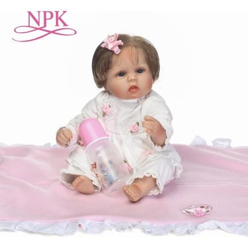 NPK 16" 40cm Bebe Bouquets cotton body sumilation newborn baby girl with short rooted hair Silicone Reborn Baby Doll
