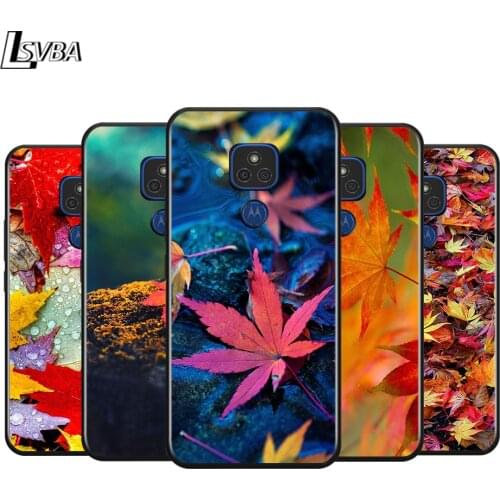 Autumn Maple Leaves for Motorola G9 G8 G E7 E6 One Play Marco Hyper Fusion Stylus Power Edge Plus Black Phone Case