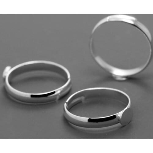 50pc 6mm Round Plated Silver Flat Ring Base Simple Setting DIY Making For Women&Men Party/Bar Jewelry Accessories