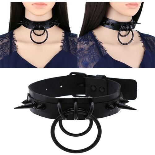 Punk Gothic Jewelry Spike Goth Choker Woman Collar Women Studded Rivet Black Leather Choker Men Necklace Chocker Halloween