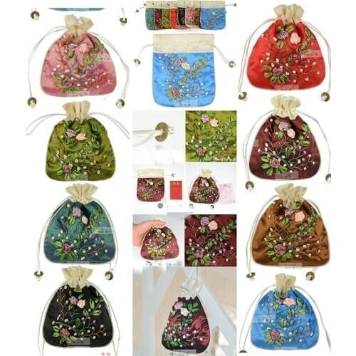 10pcs Chinese Handmade Embroidered Silk Gift Bags Jewerly Pouch Nice Wedding Gift Bags
