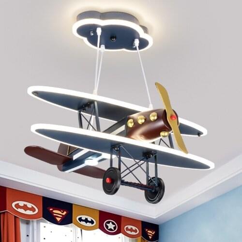 Iron plane hanging lamp act the role ofing, European boy bedroom American children room eyecare LED lamps and lanterns