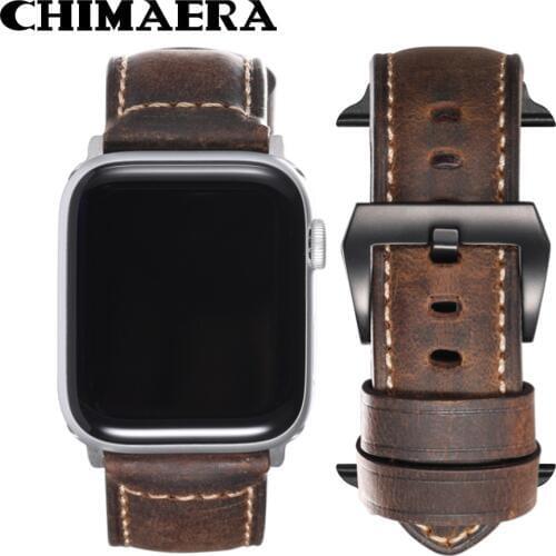 CHIMAERA Watch Strap Vintage Leather Sport for Iwatch Series 4 3 2 1 Bracelet Mens for 42mm 38mm/44mm 40mm