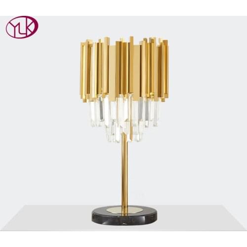 Youlaike Modern Bedroom Table Lamp Gold Polished Steel Crystal Desk Decor Light fixtures Living Dining Room luminaria de mesa