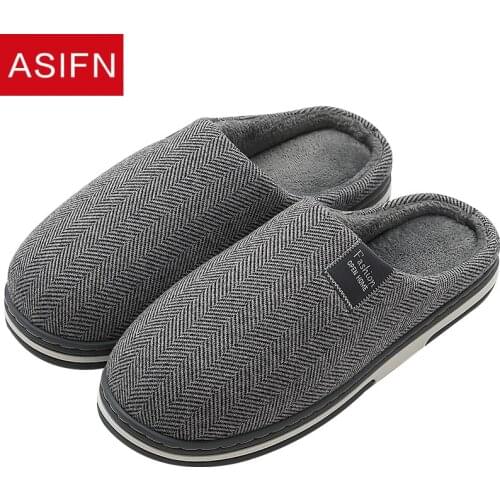 ASIFN Winter Home Mens Slippers Fur Casual House Indoor Non-slip Thick Bottom Shoes Warm Indoor Bedroom Male Furry Slippers