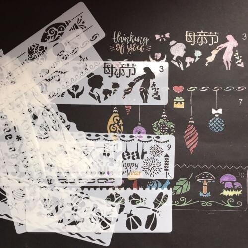12pcs Decorative Alphabet Layering Stencil Parting Line Templates for Travel Journal Diary School Student Tabloid Manual Tool