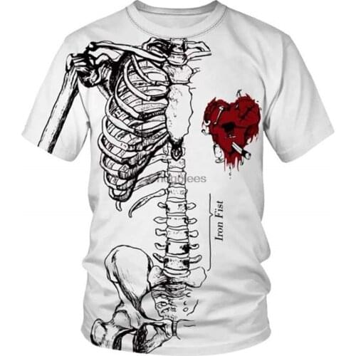 BZBFSKY 3D Print Harajuku Skull Skeleton Streetwear Top Tee Short Sleeve Unisex