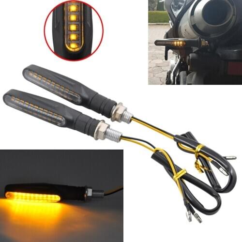 Universal 10mm Motorcycle LED Turn Signals Amber Light Flowing Water Indicators For Harley Honda Yamaha Ducati Cafe Racer Suzuki