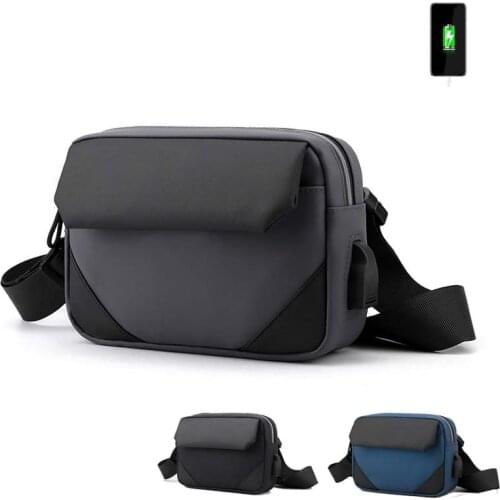 USB Charging Mens Waterproof USB Oxford Crossbody Bag Sling Bag Multifunction Short Travel Messenger Chest Pack For Male Bolsos