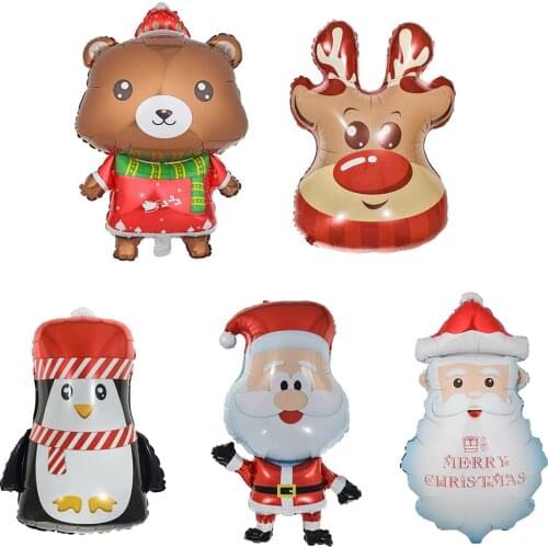 Christmas Aluminum Film Balloon Santa Claus Penguin Elk Colorful Balloons Xmas 2021 New Year Party Decor for Dropshipping