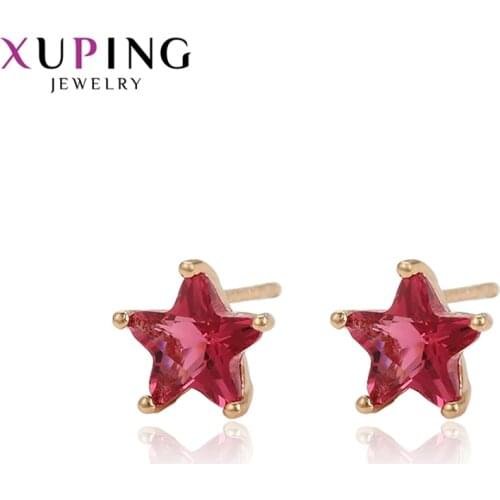 Xuping Fashion Small Cute Star Shaped Synthetic Cubic Zirconia for Lady Earrings Studs Jewelry Valentines Day Gift 96496