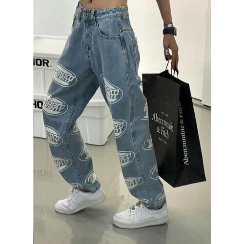 2021 new retro jeans women trousers women loose street clothes letter printing high street Harajuku Y2K fashion trend jeans B214