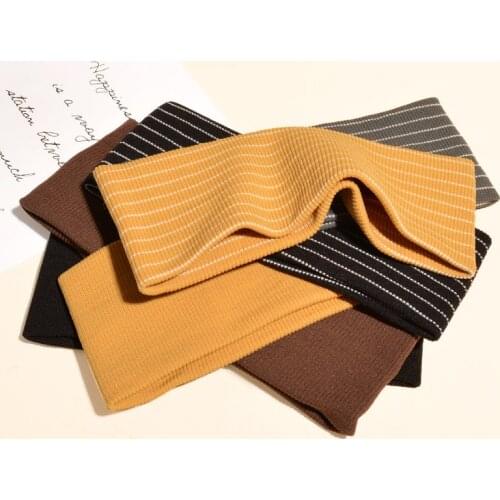 Women Solid Color Plaid Wide Headband Turban Ribbed Knitted Cotton Hairband Girls Lady Flat Elastic Sport Hair Bands Accessories