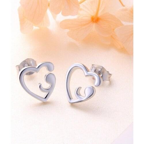 925 Sterling Silver Heart Semicolon Earrings YLQ7003