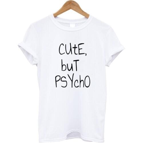 Women Short Sleeve Letter Print Cute But Psycho Tops Summer Women T-shirts Plus Size