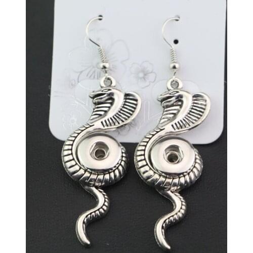 New Design Diy 12mm Snap Metal Button Earrings Vintage Snake Earrings For Women Girls Drop Earring Jewelry