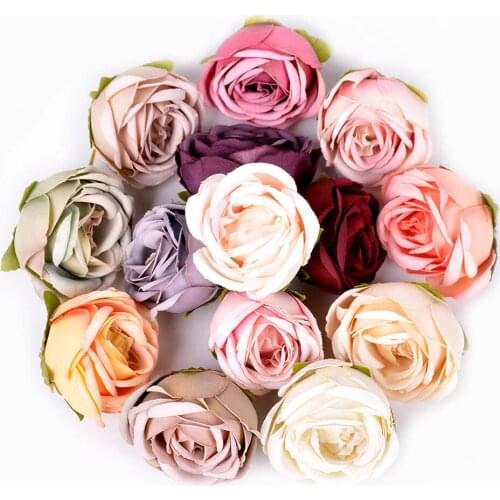 10pcs Artificial Silk Rose Head Mini Gradient Orchid Artificial Flower Wall for Wedding Home Decor DIY Wreath Craft Flower Head